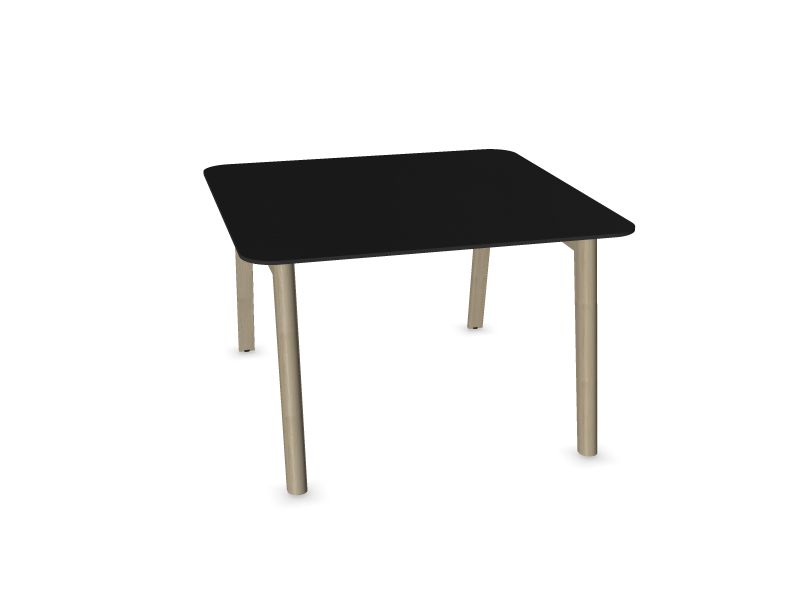 Стол для совещаний NOVA WOOD (4 места), W2 - ясень, окрашенный в светло-серый цвет, H16B01 - Черный HPL/Черный, 1200x1200