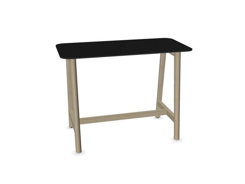 Высокий стол NOVA Wood, W2 - ясень, окрашенный в светло-серый цвет, 1400x700, H16B01 - Черный HPL/Черный