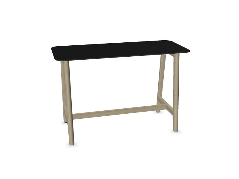 Высокий стол NOVA Wood Размеры: 1600x700, Цвет: W2 - ясень, окрашенный в светло-серый цвет, Цвет столешницы: H16B01 - Черный HPL/Черный