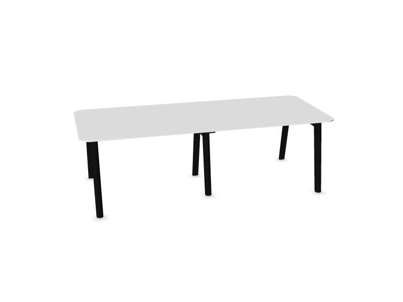 Стол для совещаний NOVA WOOD , W3 - ясень в черном, H70B02 - Белый HPL/Белый, 2400x1000