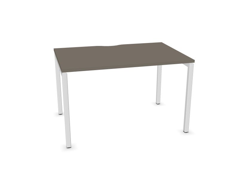 Компьютерный стол NOVA U, N2 - кубит меламин серый, E - Белая, 1200x800