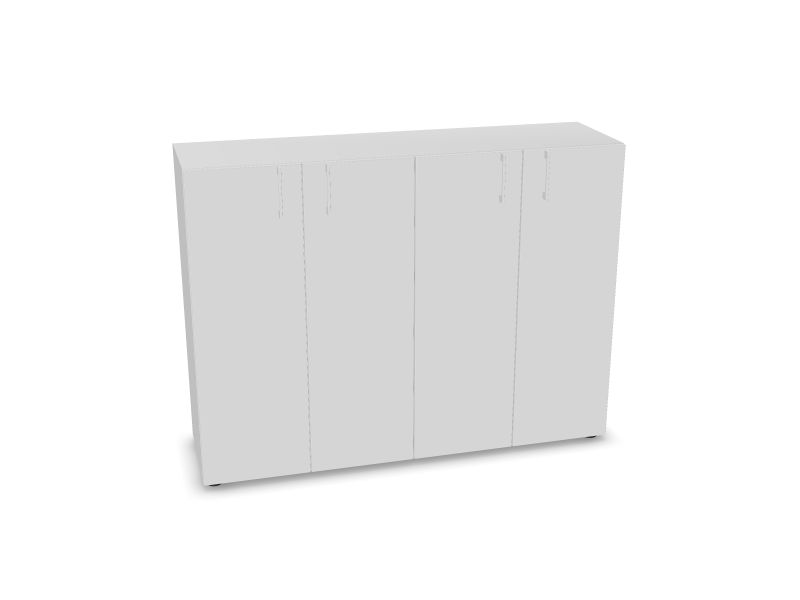 NOVA BASIC Cabinet w/lock. 4 shelves, M1 - balts melamīns, 1440x400x1085