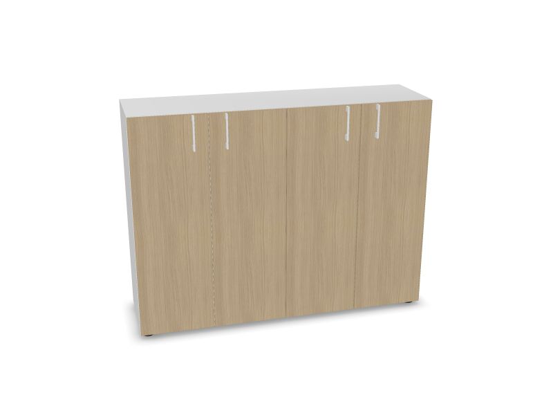 NOVA BASIC Cabinet w/lock. 4 shelves, M1 - balts melamīns, 1440x400x1085