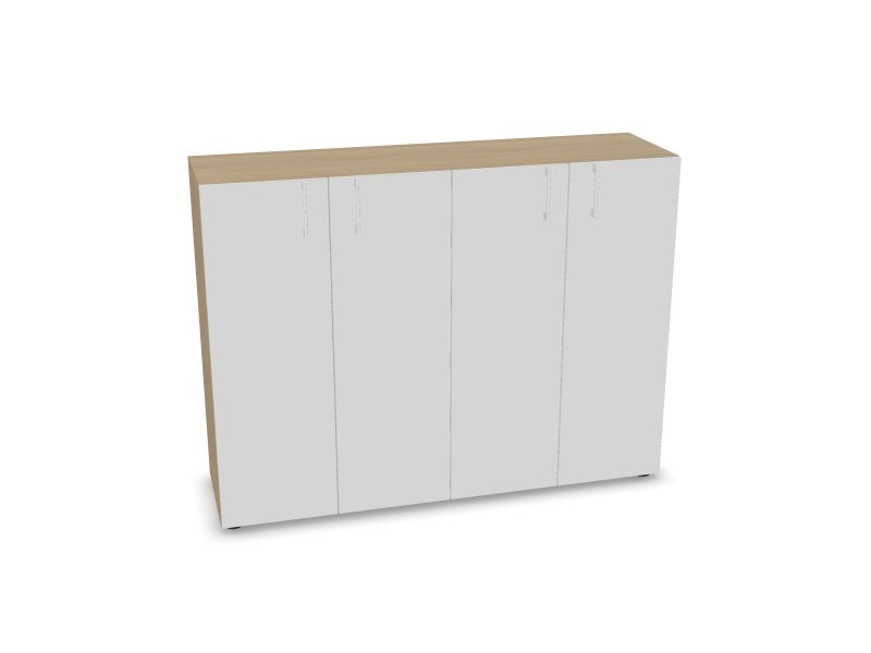 NOVA BASIC Cabinet w/lock. 4 shelves, D1 - Balināts ozola melamīns, 1440x400x1085