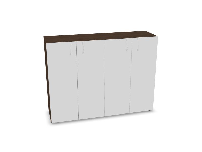 NOVA BASIC Cabinet w/lock. 4 shelves, D4 – tumšā valrieksta melamīns, 1440x400x1085