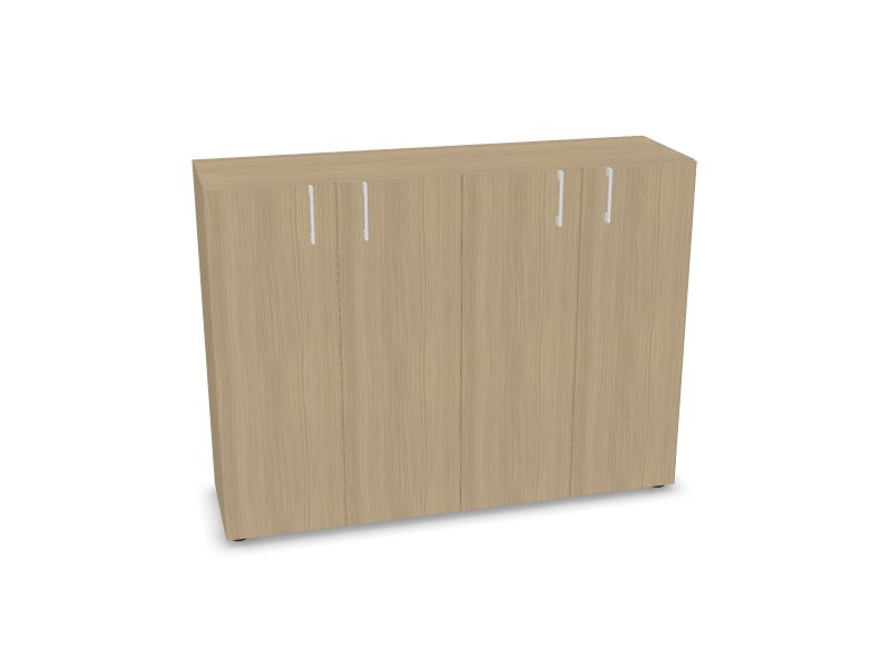 NOVA BASIC Cabinet w/lock. 4 shelves, D1 - Balināts ozola melamīns, 1440x400x1085