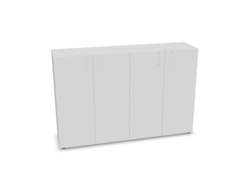 NOVA BASIC Cabinet w/lock. 4 shelves, M1 - balts melamīns, 1640x400x1085