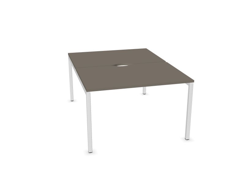 Соединенный стол NOVA U , N2 - кубит меламин серый, E - Белая, 1200x1640