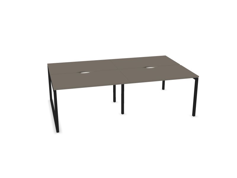 Соединенный стол NOVA O , N2 - кубит меламин серый, A - Черная, 1200x1440