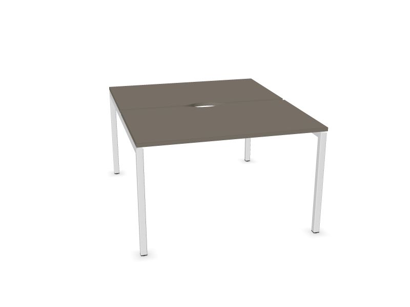 Соединенный стол NOVA U , N2 - кубит меламин серый, E - Белая, 1200x1440
