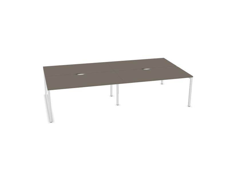 Соединенный стол NOVA O , N2 - кубит меламин серый, E - Белая, 1600x1640