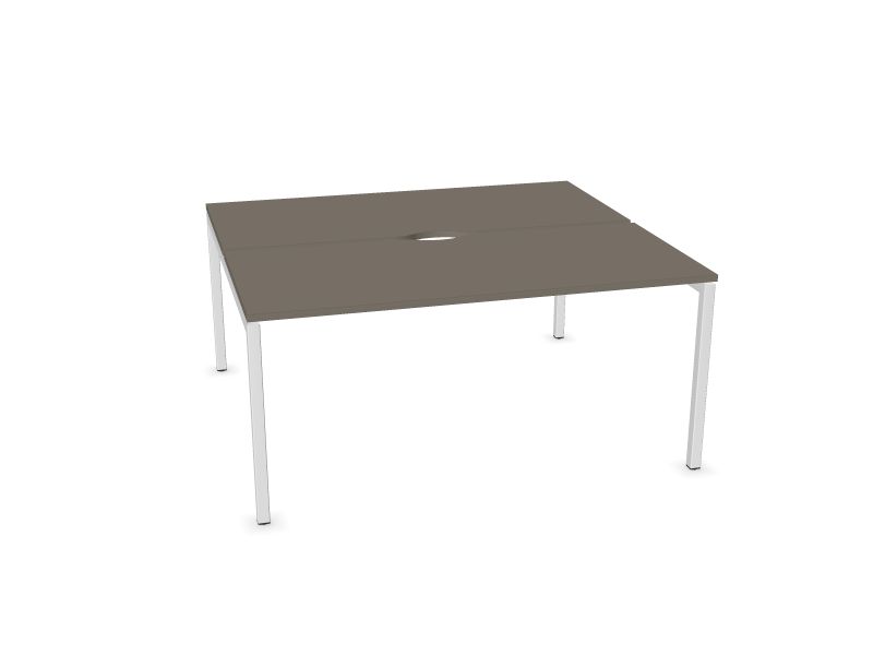 Соединенный стол NOVA U , N2 - кубит меламин серый, E - Белая, 1600x1440