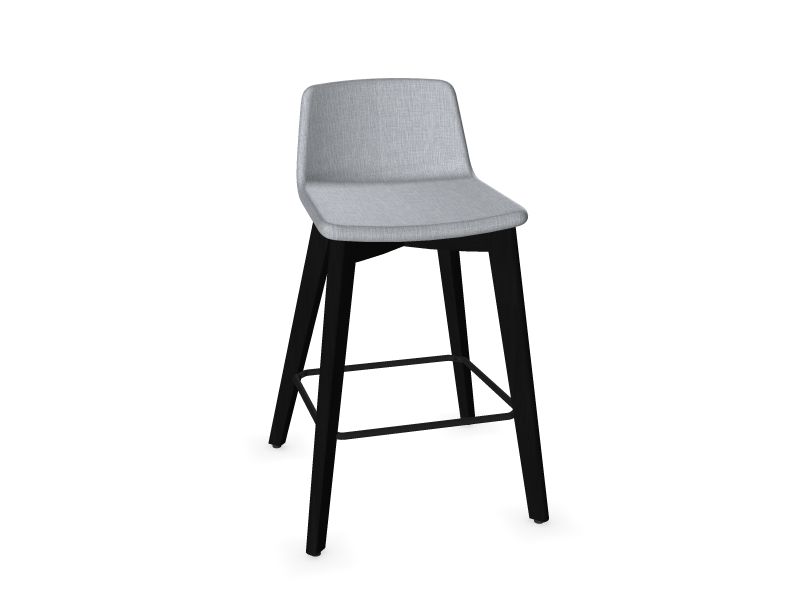 TWIST&SIT High wood base chair, W3 - Ash stained black, AD3 - Light Grey