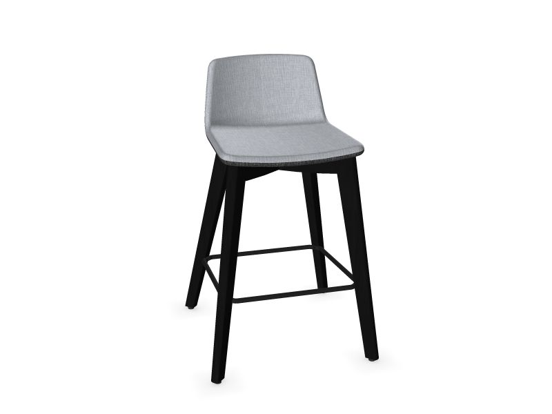 TWIST&SIT High wood base chair, W3 - Ash stained black, AD3 - Light Grey