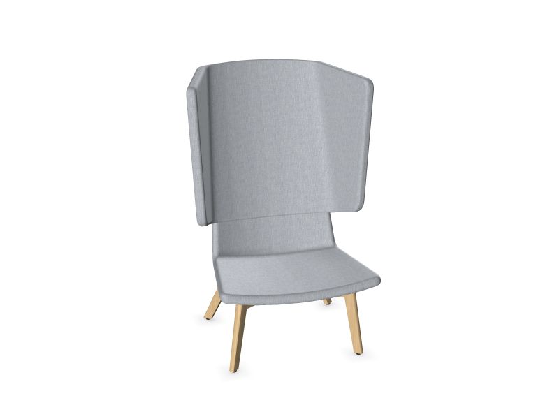 TWIST&SYT High Basque Lunge Chair /Solid Ash Wood, B2 - Ash Stained Light Gray, AD3 - Light Gray