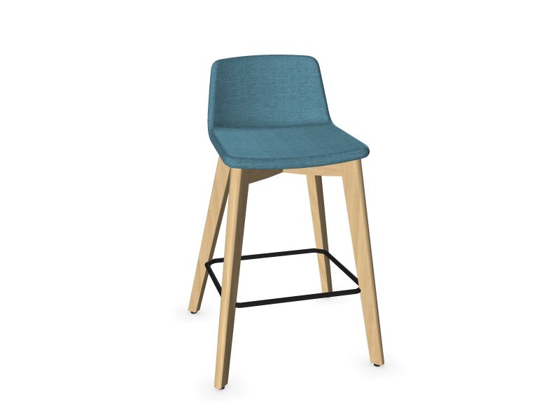 TWIST&SIT High wood base chair, W2 - Ash stained light grey, AD6 - Blue