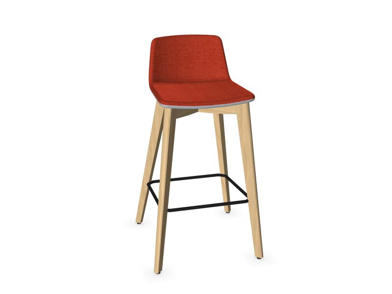 TWIST&SIT High wood base chair, W2 - Ash stained light grey, AI5 - Red