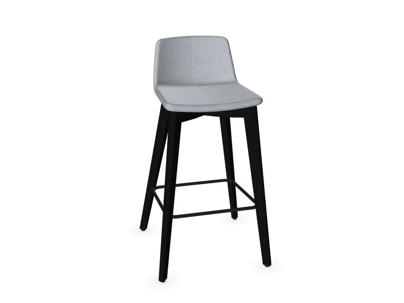 TWIST&SIT High wood base chair, W3 - Ash stained black, AD3 - Light Grey