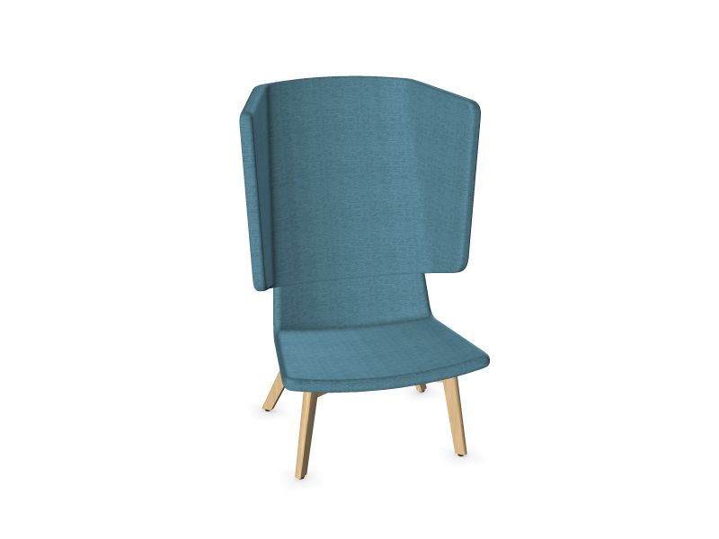 TWIST&SYT High Basque Lunge Chair /Solid Ash Wood, B2 - Ash Stained Light Gray, AD6 - Blue