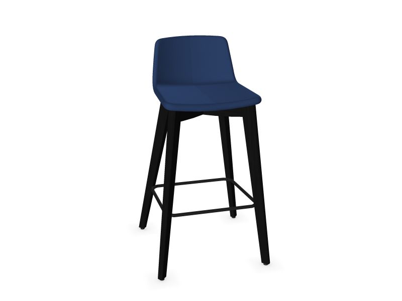 TWIST&SIT High wood base chair, W3 - Ash stained black, DU4 - Blue