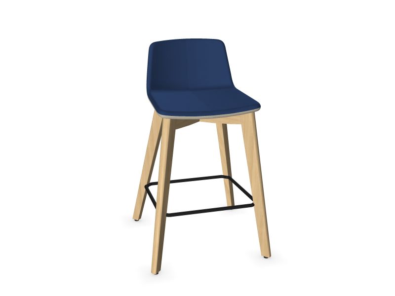 TWIST&SIT High wood base chair, W2 - Ash stained light grey, DU4 - Blue