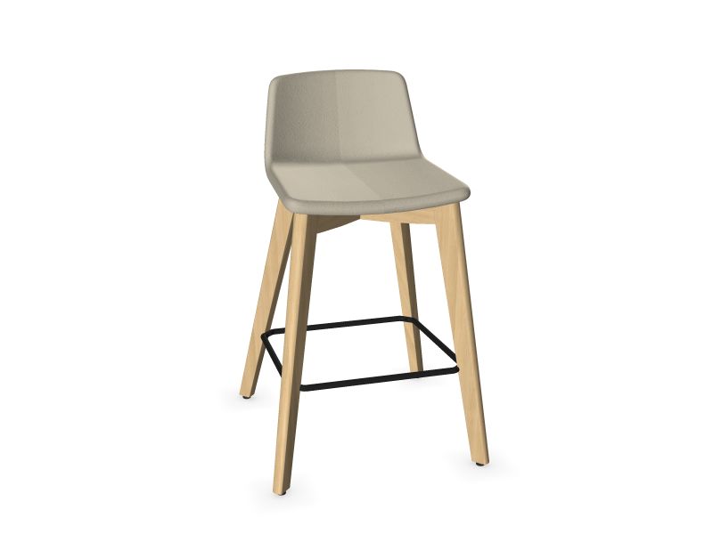 TWIST&SIT High wood base chair, W2 - Ash stained light grey, DS6 - Ivory