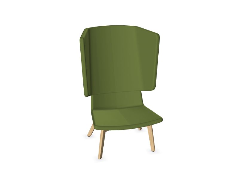 TWIST&FEED High Basque Lunge Chair /Solid Ash Wood, B2 - Ash Stained Light Gray, DOZ - Green