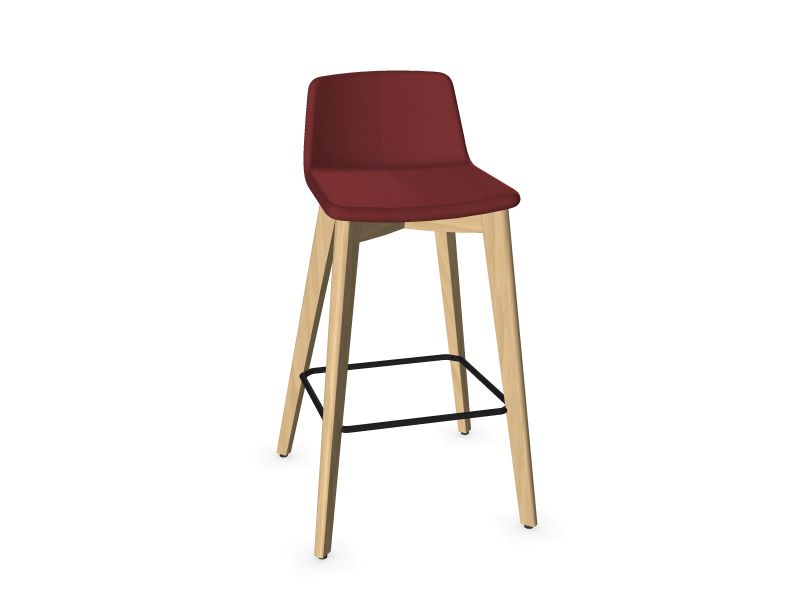 TWIST&SIT High wood base chair, W2 - Ash stained light grey, DU5 - Red