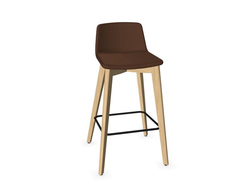 TWIST&SIT High wood base chair, W2 - Ash stained light grey, DT9 - Brown