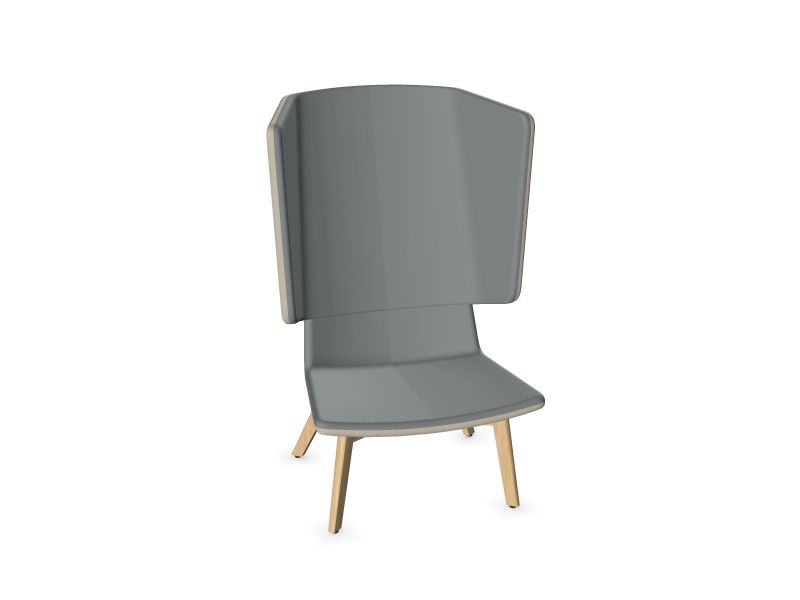 TWIST&FEED High Basque Lunge Chair /Solid Ash Wood, B2 - Ash Stained Light Gray, DT4 - Gray