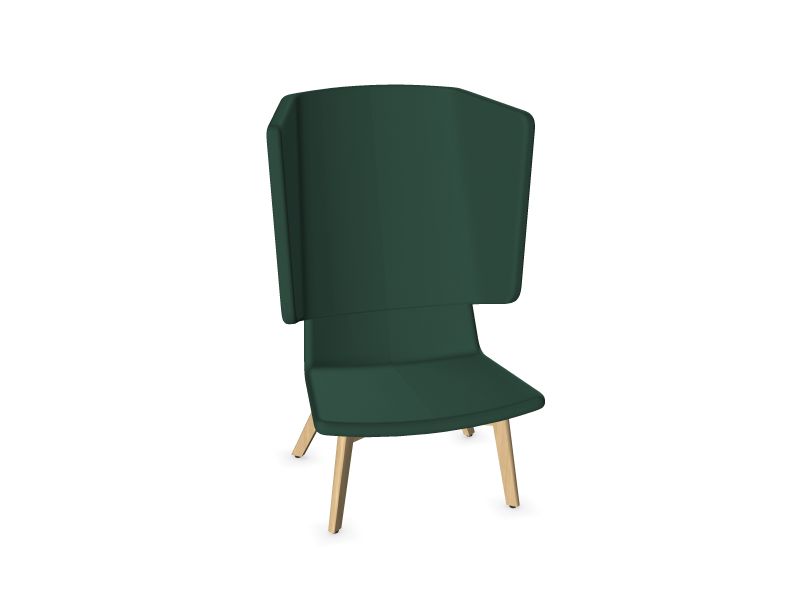 TWIST&FEED High Basque Lunge Chair /Solid Ash Wood, B2 - Ash Stained Light Gray, DU2 - Dark Green