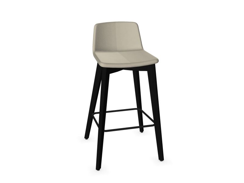 TWIST&SIT High wood base chair, W3 - Ash stained black, DS6 - Ivory