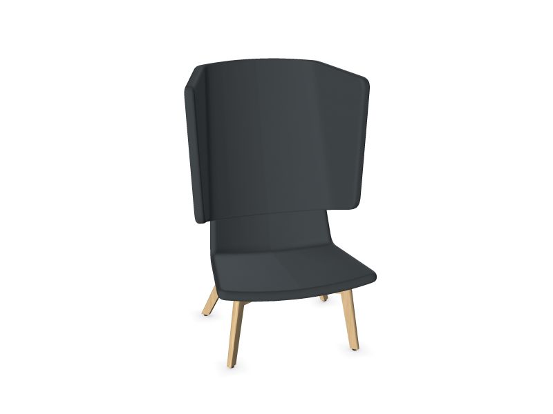 TWIST&SYT High Basque Lunge Chair /Solid Ash Wood, B2 - Ash Stained Light Gray, DTZ - Graphite Gray