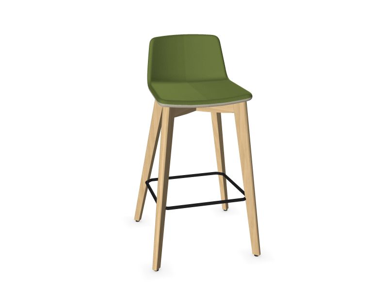 TWIST&SIT High wood base chair, W2 - Ash stained light grey, DU3 - Green