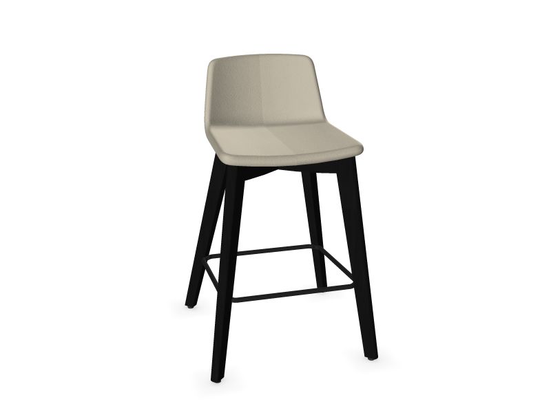 TWIST&SIT High wood base chair, W3 - Ash stained black, DS6 - Ivory