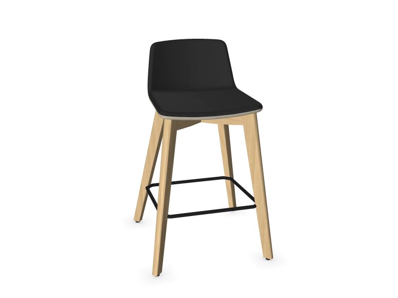 TWIST&SIT High wood base chair, W2 - Ash stained light grey, DT2 - Black