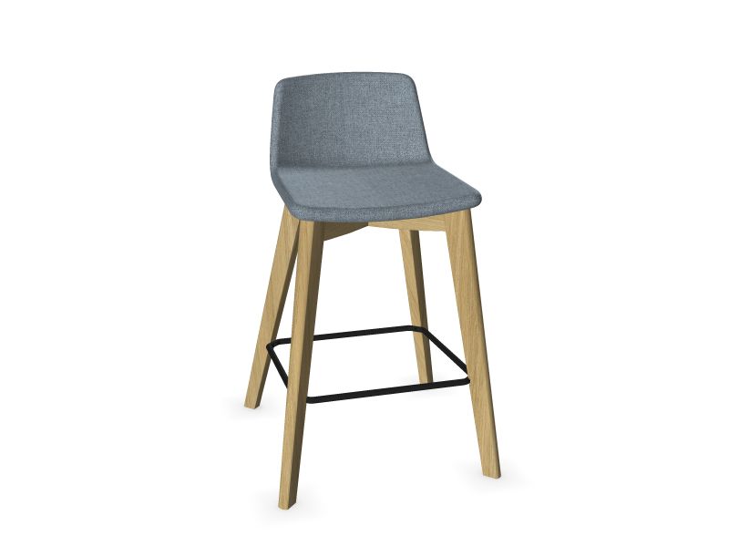 Высокий стул TWIST&SIT  Цвет: W1 - Ясень, Цвет: L06 - Светло-синий меланж