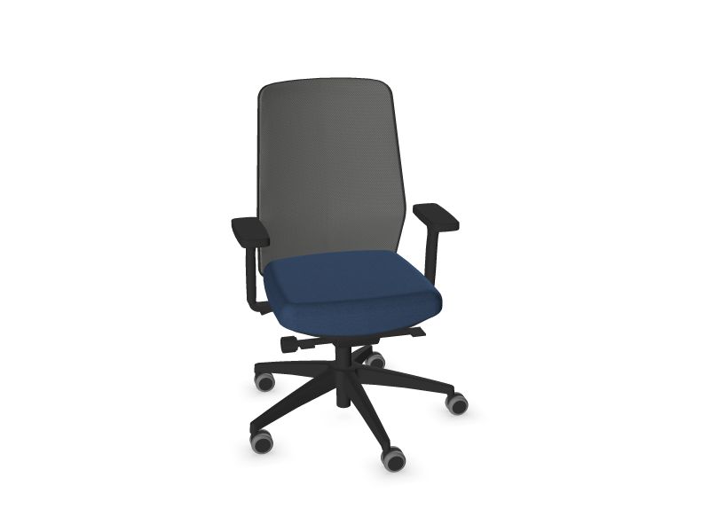 Компьютерное кресло SURF Цвет ножек: Черная, Цвет сидушки: S62 - Полуночный синий меланж, Цвет спинки: RM3 - Металлический серый