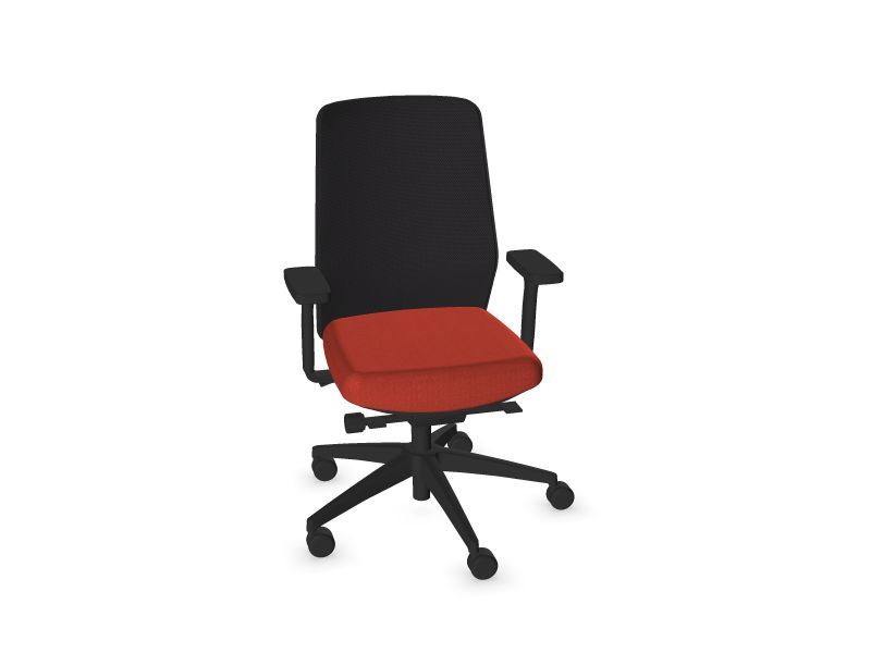 Компьютерное кресло SURF Цвет спинки: RM2 - Графитовый серый, Цвет ножек: Черная, Цвет сидушки: S84 - Красный