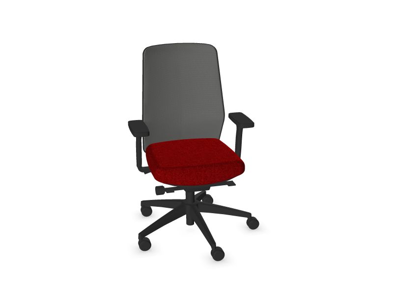 Biroja krēsls SURF Sēdekļa krāsa: GU5 - sarkans melanžs, Kāju krāsa: Melns, Krāsa: RM3 - metāliski pelēks