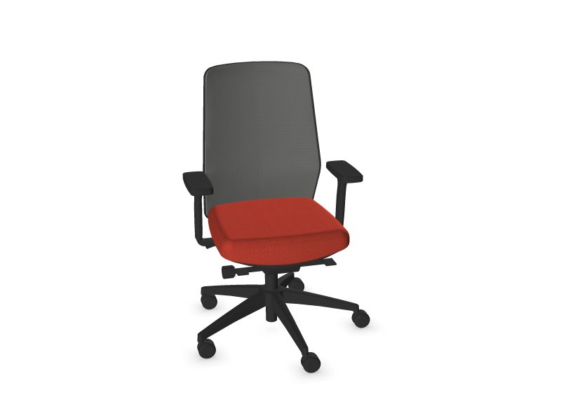 Biroja krēsls SURF Kāju krāsa: Melns, Sēdekļa krāsa: S84 - sarkans, Krāsa: RM3 - metāliski pelēks