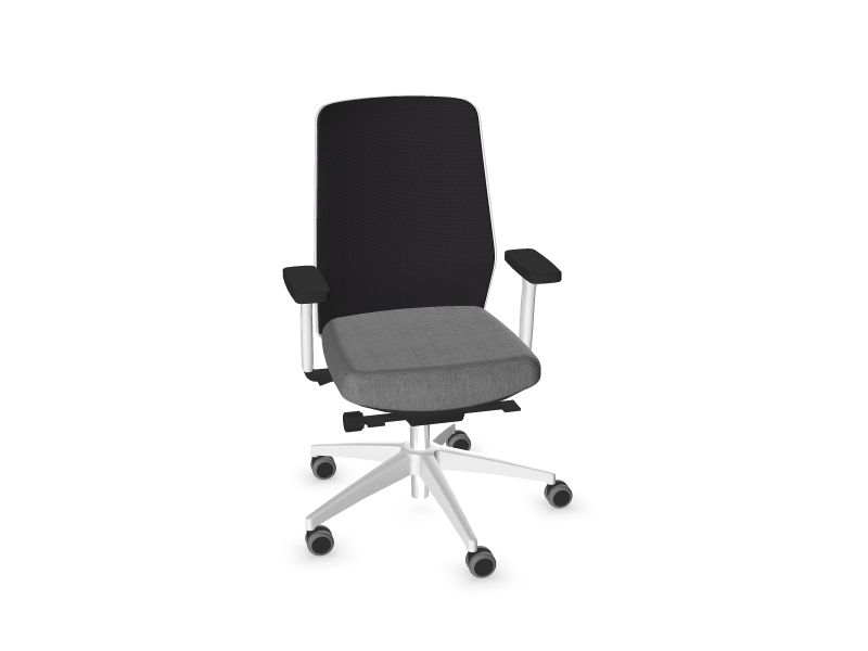 Компьютерное кресло SURF Цвет сидушки: AD2 - Серый, Цвет спинки: RM2 - Графитовый серый, Цвет ножек: Белый