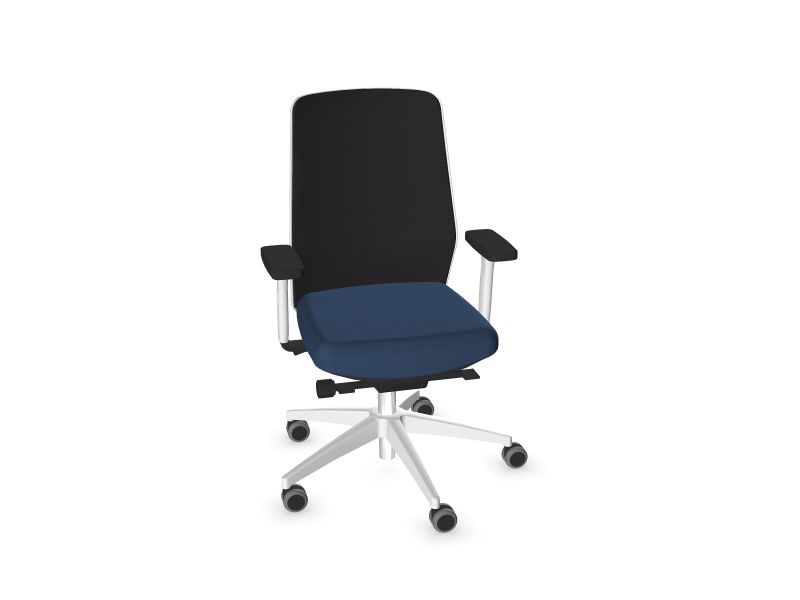 Biroja krēsls SURF Krāsa: RM2 - pelēks grafīts, Sēdekļa krāsa: S62 - pusnakts zils melanžs, Kāju krāsa: Balts
