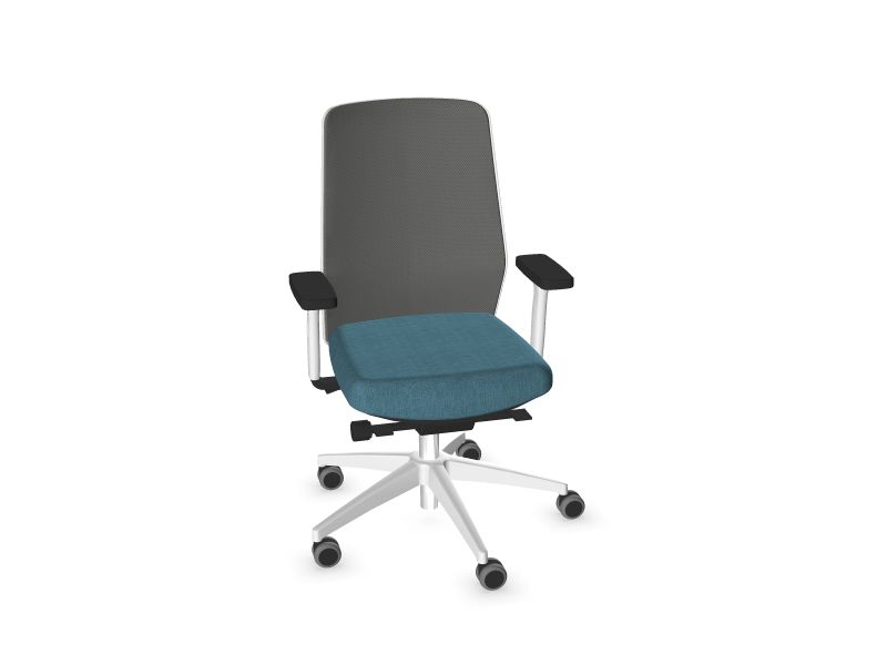 Biroja krēsls SURF Sēdekļa krāsa: AD6 - zils, Krāsa: RM3 - metāliski pelēks, Kāju krāsa: Balts