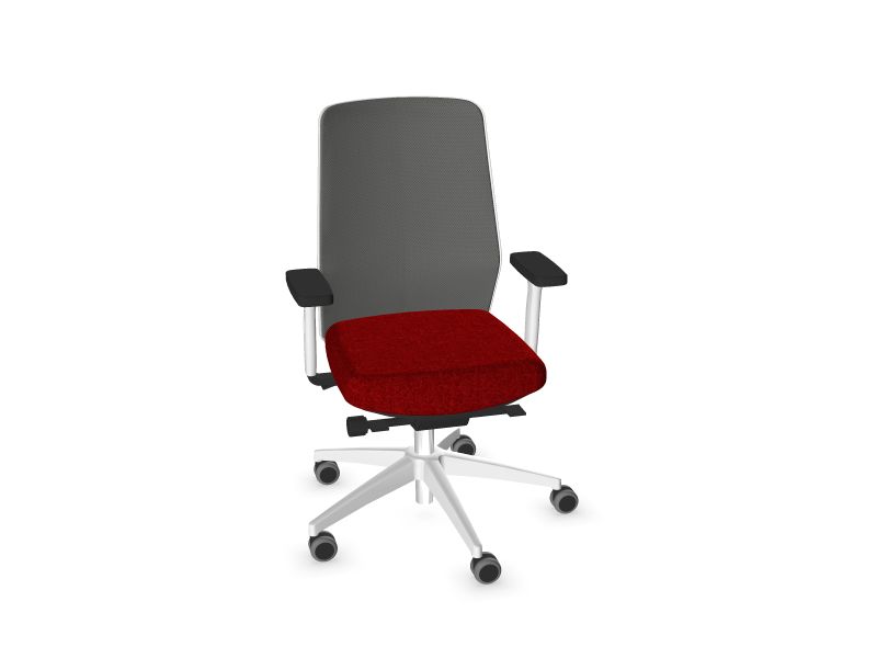 Biroja krēsls SURF Sēdekļa krāsa: GU5 - sarkans melanžs, Krāsa: RM3 - metāliski pelēks, Kāju krāsa: Balts