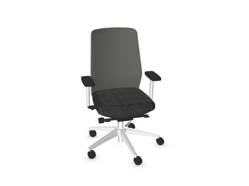 Компьютерное кресло SURF Цвет сидушки: AD1 - Tемно-серый, Цвет спинки: RM3 - Металлический серый, Цвет ножек: Белый