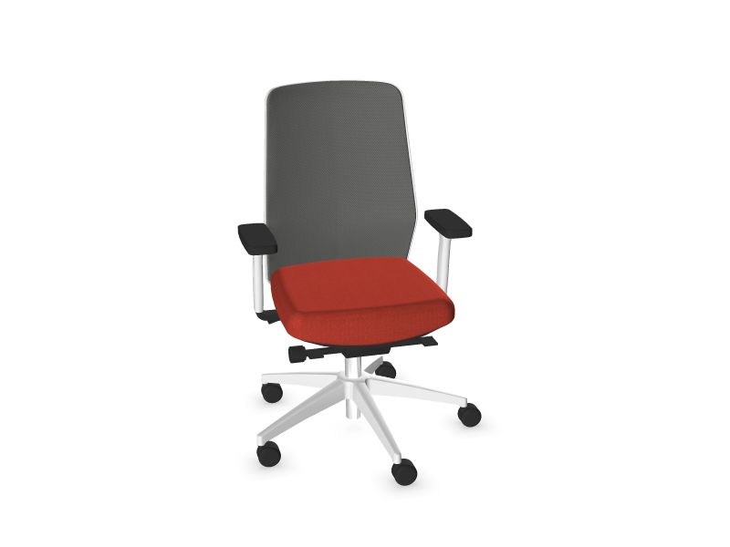 Biroja krēsls SURF Sēdekļa krāsa: S84 - sarkans, Krāsa: RM3 - metāliski pelēks, Kāju krāsa: Balts