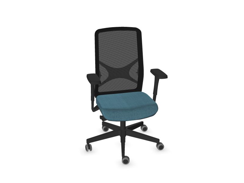 Office chair WIND, AD6 - zils, MM1 - melns, Melna plastmasa