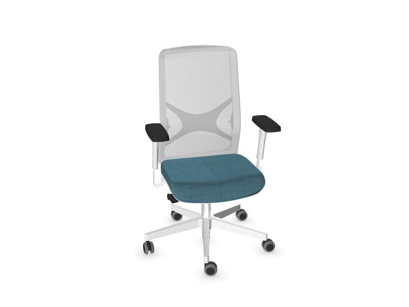 Компьютерное кресло WIND Цвет сидушки: AD6 - Голубой, Цвет спинки: MM5 - Белый, Цвет ножек: Белый пластик