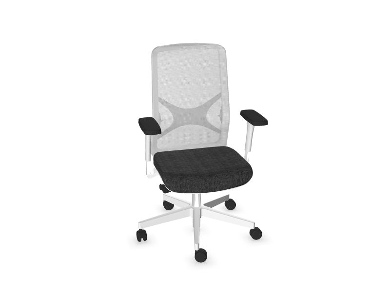 Office chair WIND Sēdekļa krāsa: AD1 - tumši pelēks, Krāsa: MM5 - balts, Kāju krāsa: Balta plastmasa